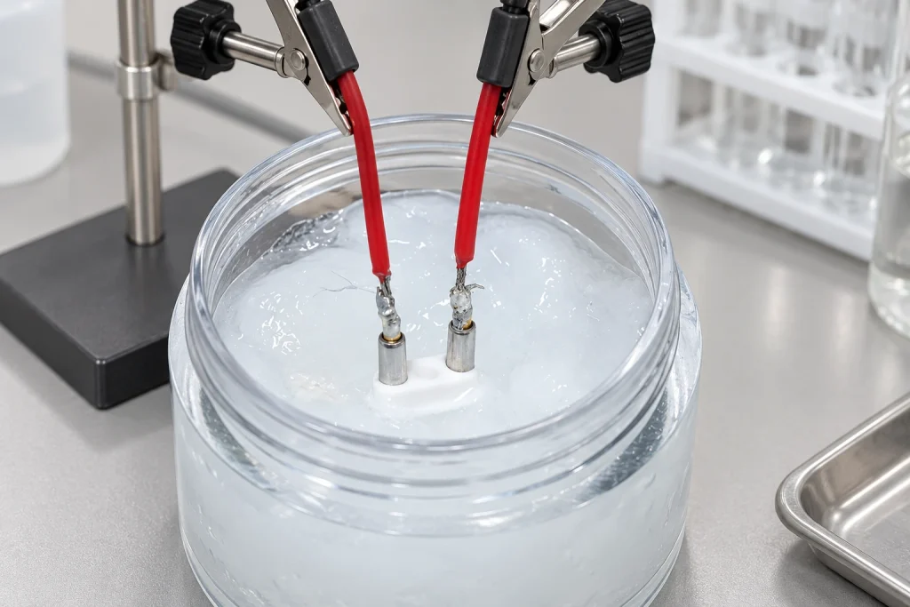 Metal sample exposure setup for corrosion evaluation.