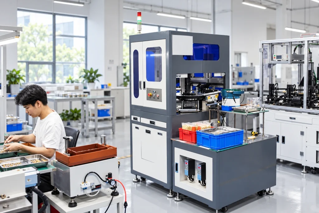 Production inspection equipment and operator bench.