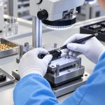 Microscope inspection of connector samples.