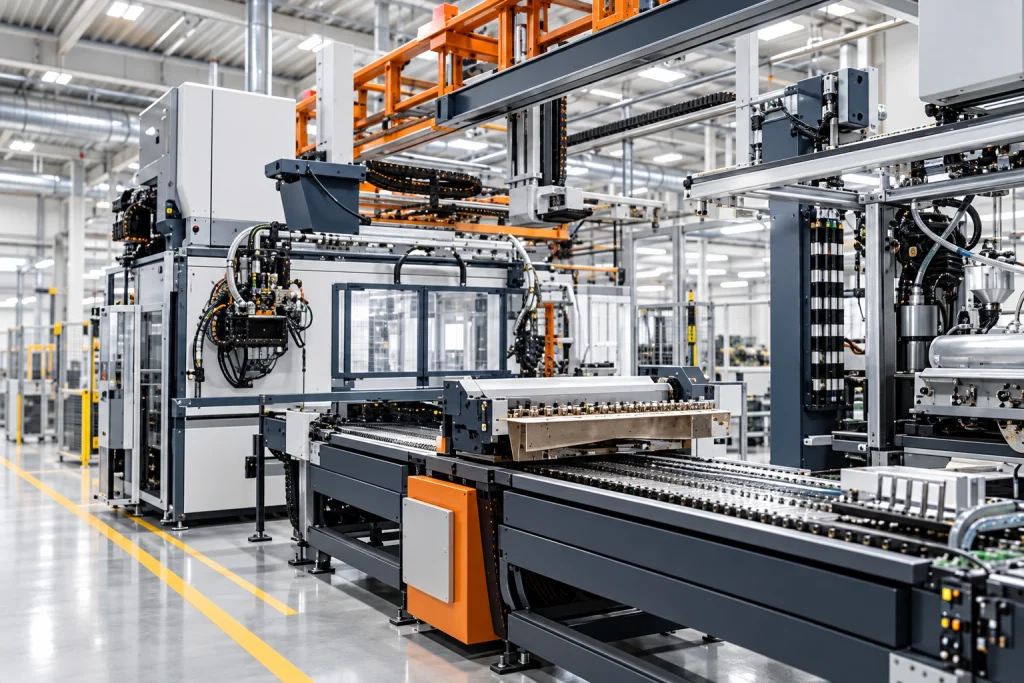 Industrial moulding and production equipment.