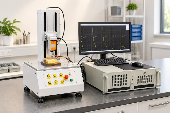 Spring force and displacement test station.