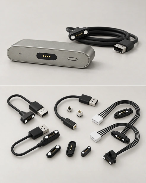 Four-contact magnetic connector applications