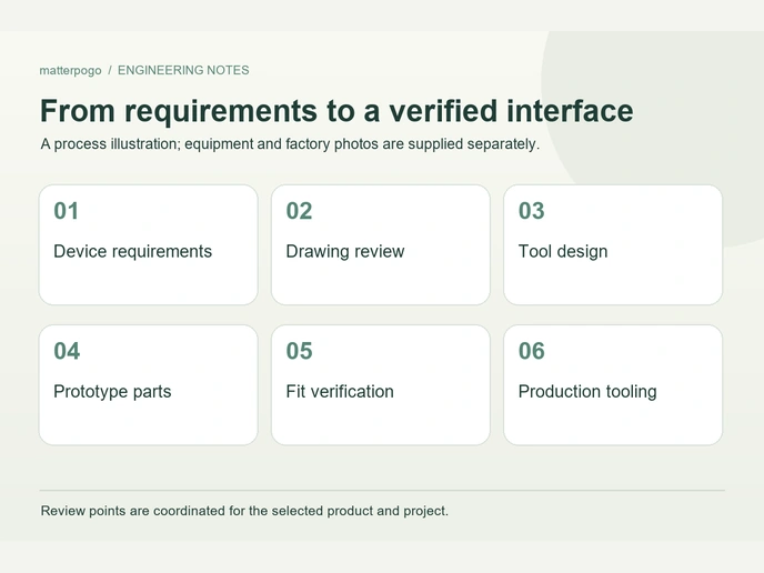 Manufacturing and tooling workflow illustration; schematic process overview.