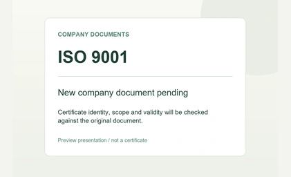 New company certificate document pending; preview card, not a certificate.
