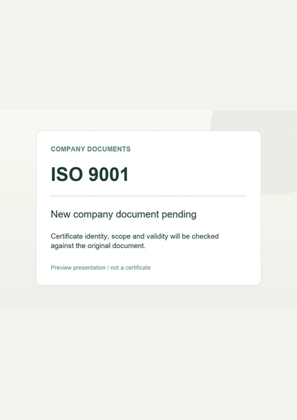 New company certificate document pending; preview card, not a certificate.