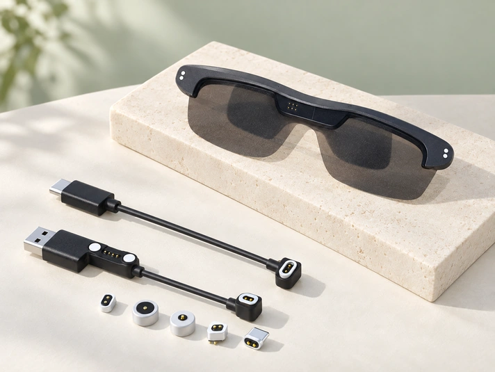 Smart glasses and magnetic contact samples