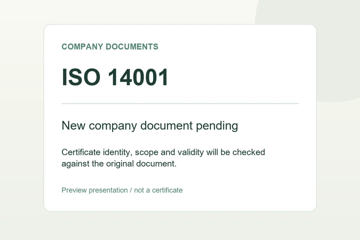 New company certificate document pending; preview card, not a certificate.