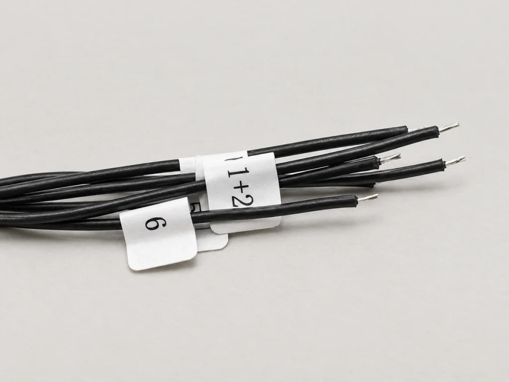 Black open-ended wiring leads with original 1+2 and 6 identification tags.