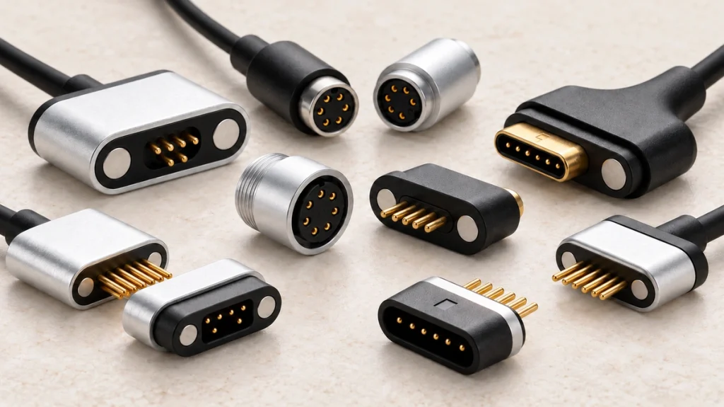 Ten original magnetic interface components with their individual contact layouts preserved.