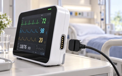 Six-contact cable interface on a clinical monitor; application concept.