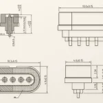 Original five-contact dimensional drawing with all tolerances and section annotations retained.