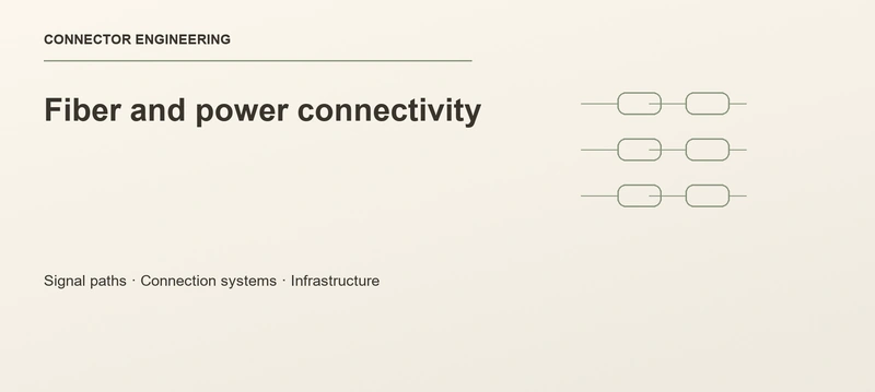 Fiber and power connectivity technical editorial cover, without supplier names or website interface elements.
