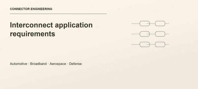 Interconnect application requirements technical editorial cover, without supplier names or website interface elements.