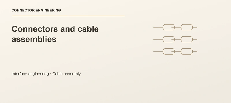 Connectors and cable assemblies technical editorial cover, without supplier names or website interface elements.