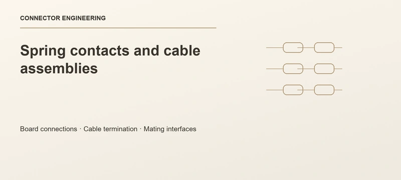 Spring contacts and cable assemblies technical editorial cover, without supplier names or website interface elements.