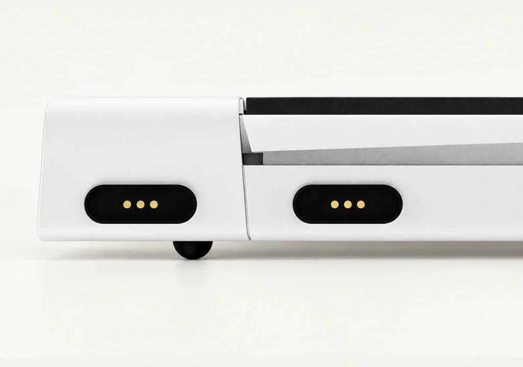 White device housings showing two original three-contact magnetic interfaces.