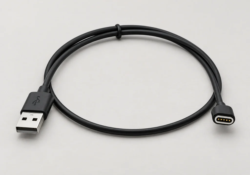 Complete five-contact USB-A magnetic cable with its original silver-rimmed oval head.