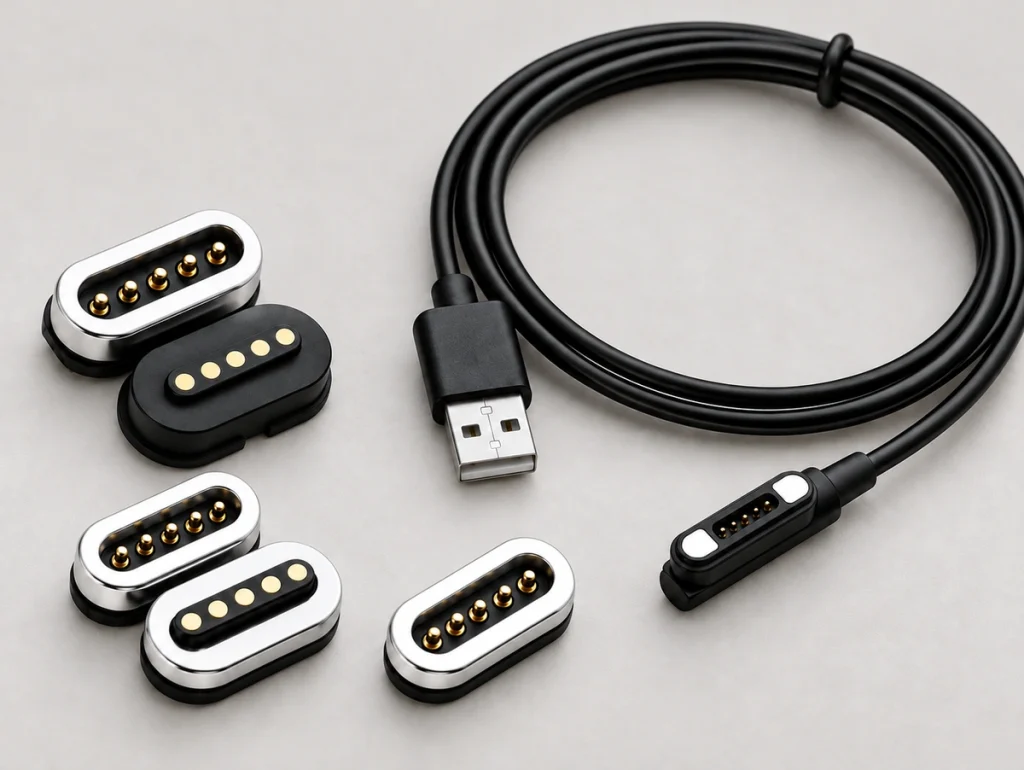 Original five-contact silver and black connector variants with a complete five-contact USB-A cable.