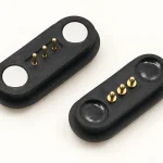 Rear solder views of the original three-contact magnetic connector halves.