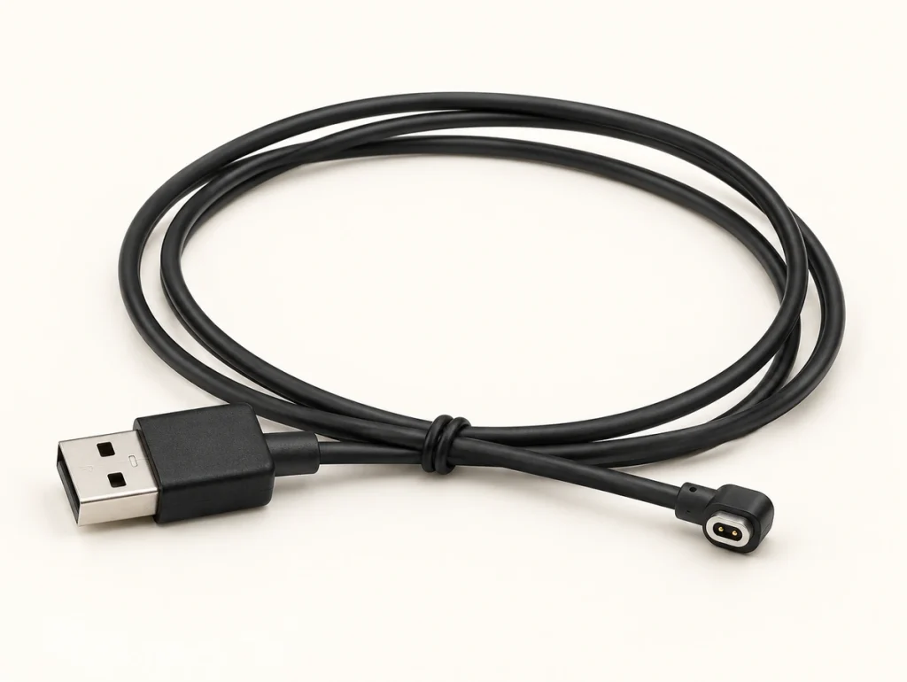 Complete two-contact USB-A magnetic cable with original narrow silver-rimmed oval head.
