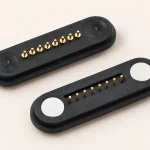 Two eight-contact rear connector halves with original solder-lead forms.